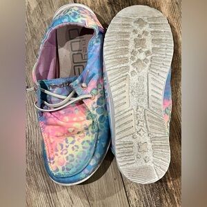 Hey Dude Girls Youth Wendy Slip On Leopard Print Tie Dye Shoes Sneakers Sz 6